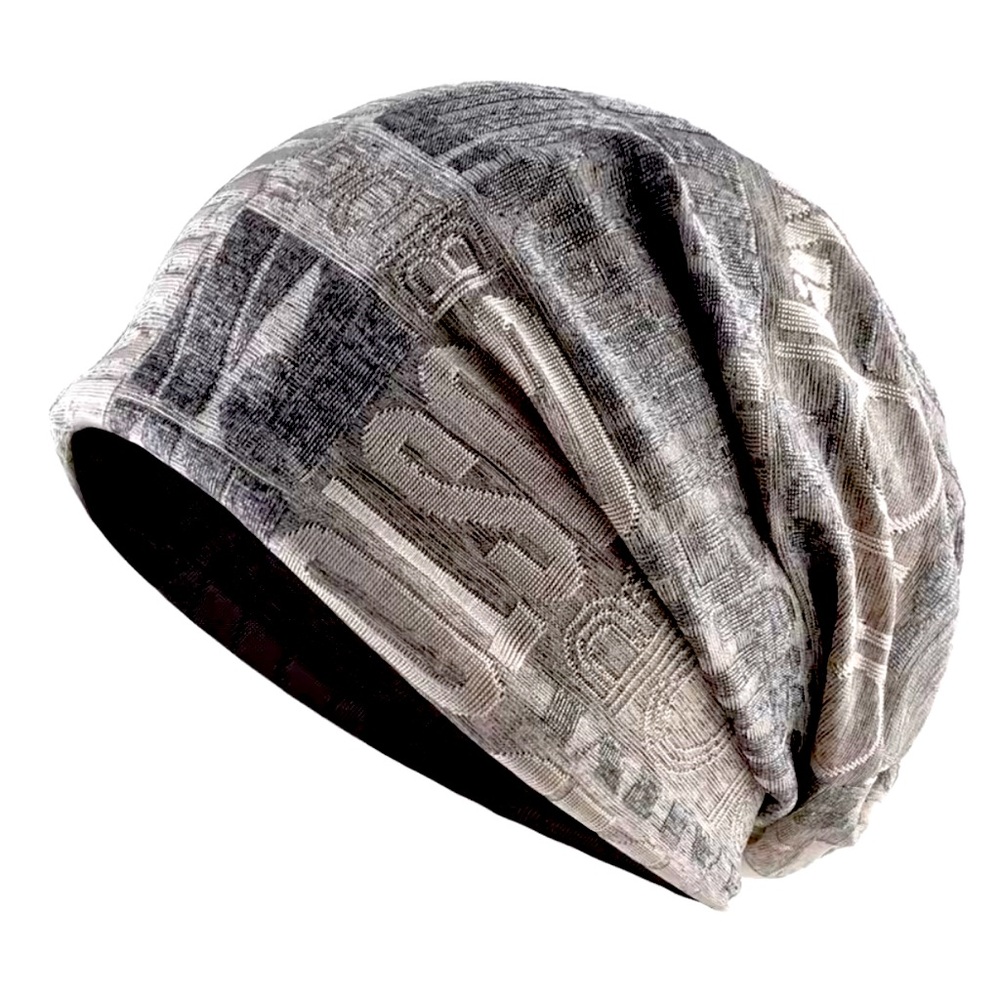 Grey and white streetwear beanie